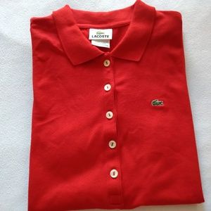 Womens Lacoste Stretch Short Sleeve Pique Red Polo